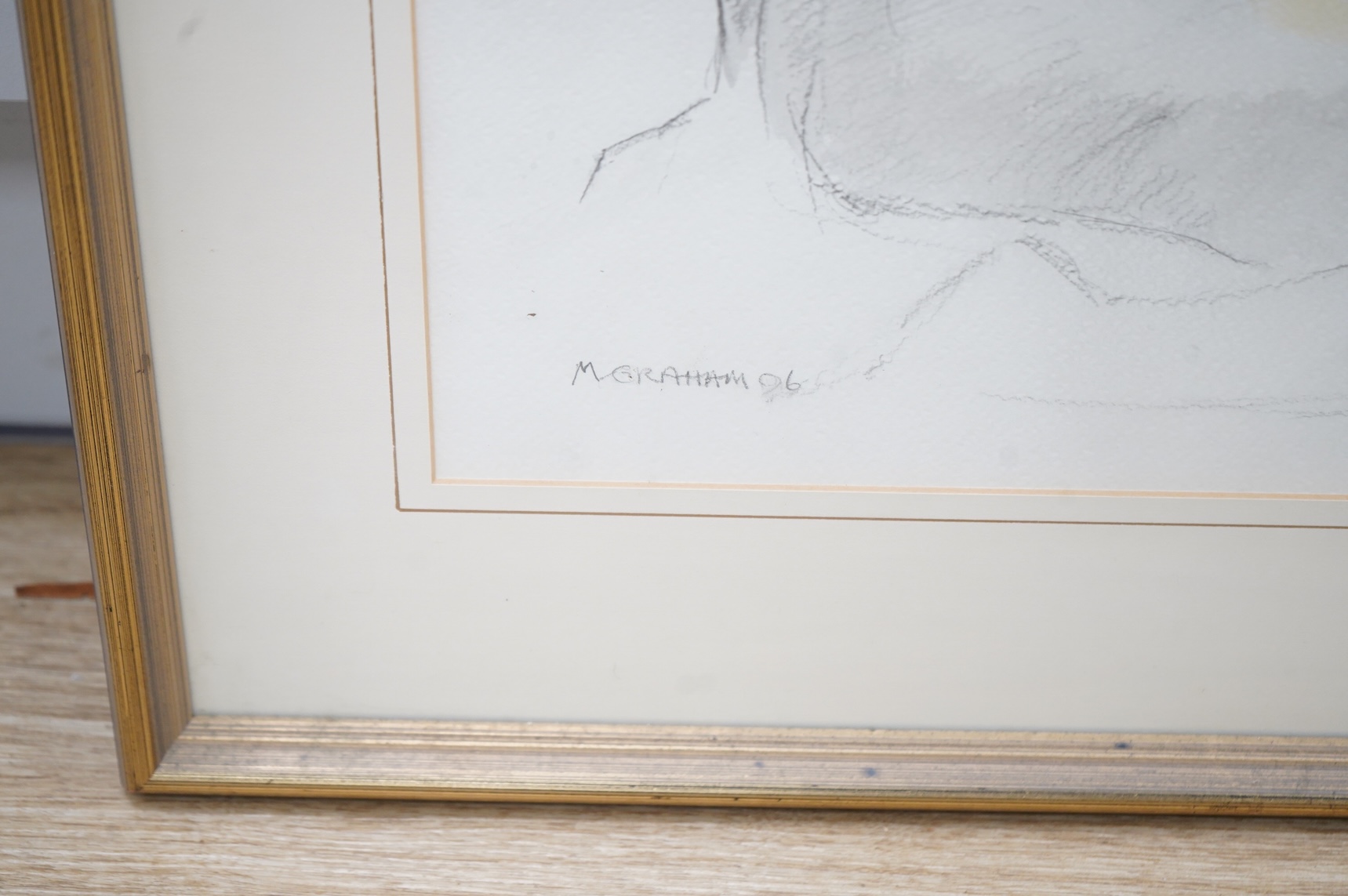 M. Graham, Study of a nude woman, signed and dated '96, mixed media, 48 x 32cm